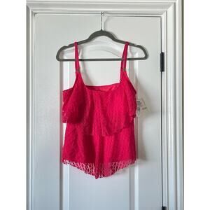 NWT 24Th Ocean Strawberry Crochet Tankini Top  Large